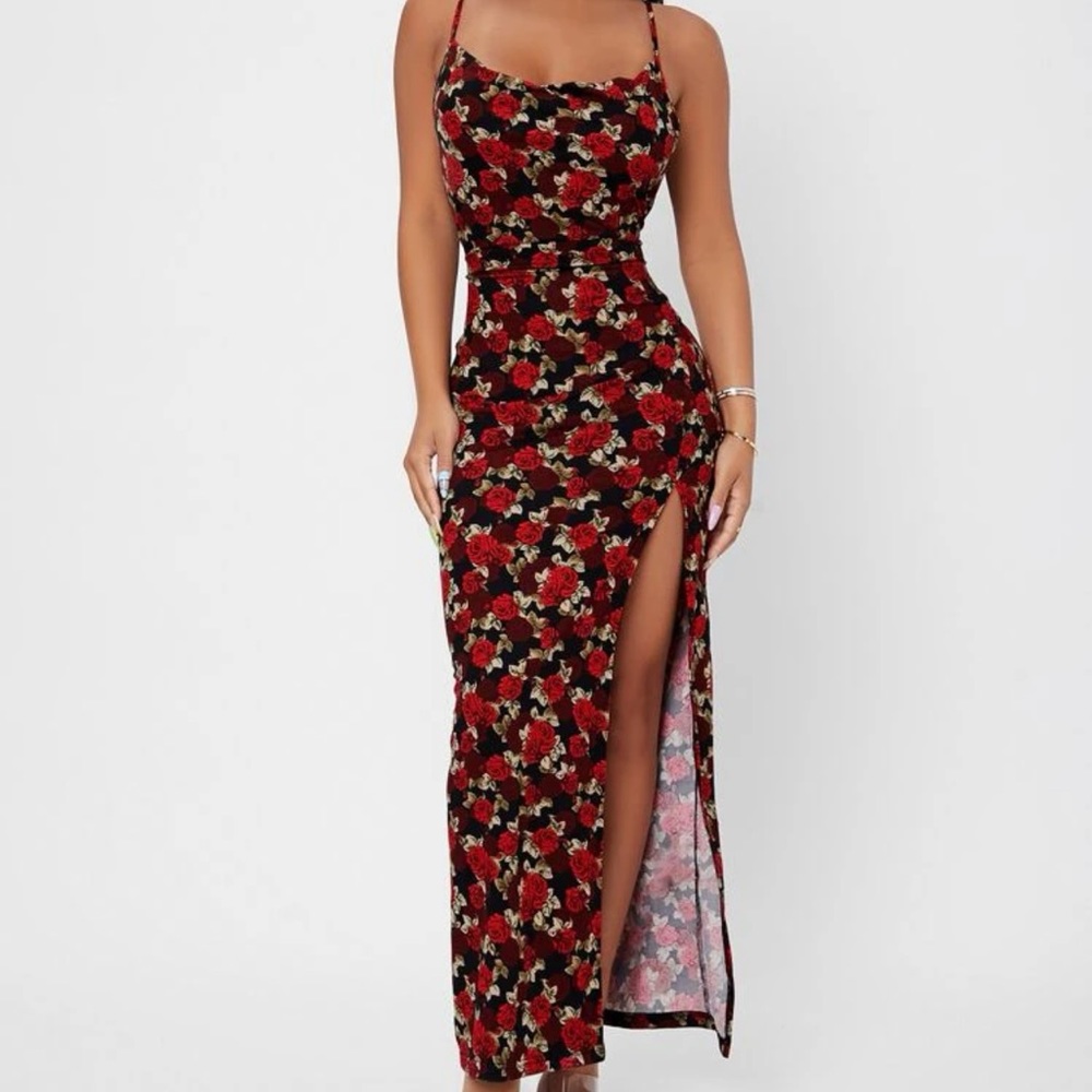 🚫SOLD🚫 PETITE Floral Print Split Thigh Cami Dress